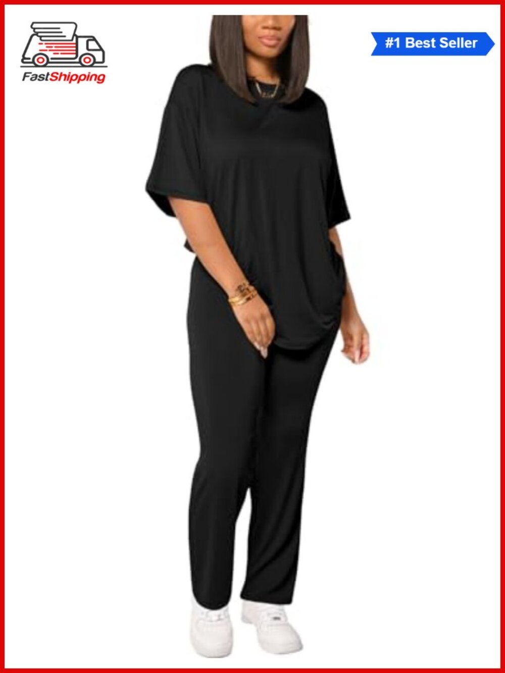 ✨HBQ Women 2 Piece Outfits Summer Sweatsuits Drop Shoulder Tracksuits Biker